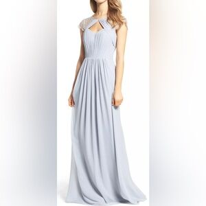 Hayley Paige Occasions Cap sleeve Lace & Chiffon Gown Dress  Sz 10